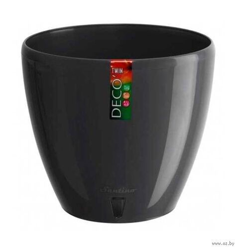 Горшок с дренажной системой "Деко Твин" (4 л, антрацит) — фото, картинка