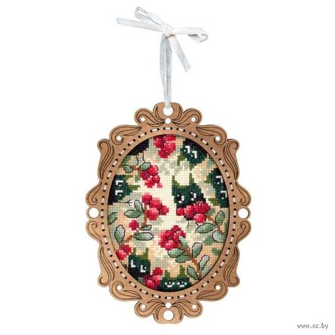 Набор для вышивания на деревянной основе "Миниатюра. Брусничный лес" (100х140 мм) — фото, картинка