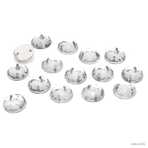 Стразы пришивные для рукоделия (10 мм; 15 шт.; прозрачный) — фото, картинка