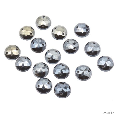 Стразы пришивные для рукоделия (10 мм; 15 шт.; графит) — фото, картинка