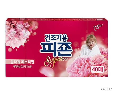 Кондиционер-салфетки для сушки белья в сушильной машине "Dryer Sheet Flower Festival" (40 листов) — фото, картинка