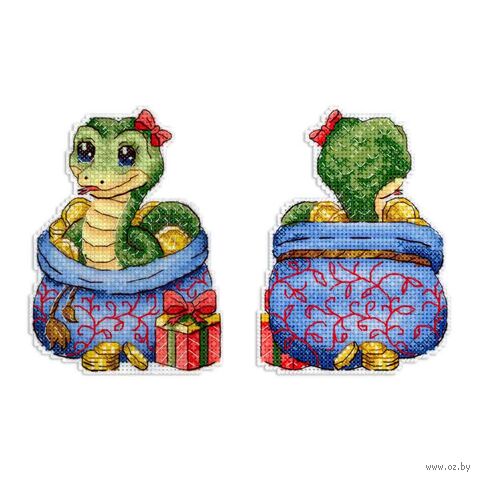 Набор для вышивания на пластиковой канве "Денежная змея" (90х120 мм) — фото, картинка